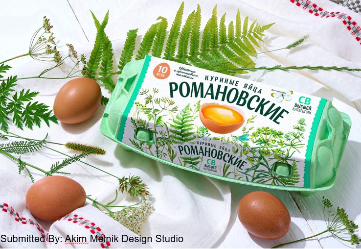 Дизайн упаковки для куриного яйца, птицефабрика Романовичи