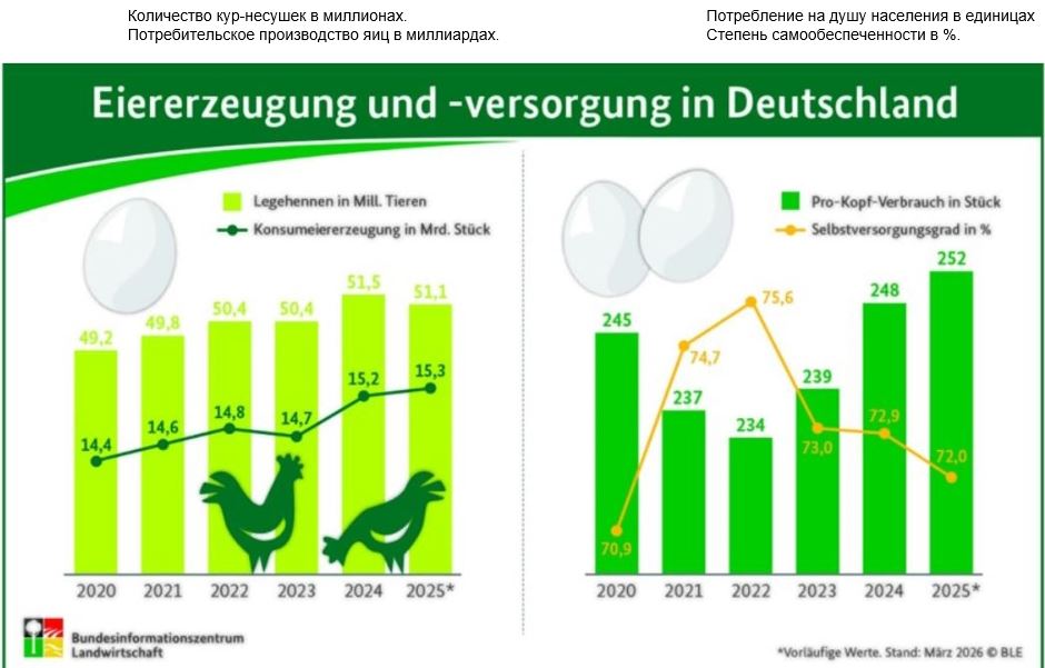 Германия: потребление куриного яйца
