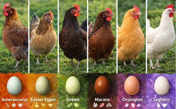 Цвет скорлупы куриного яйца, в зависимости от кросса птицы